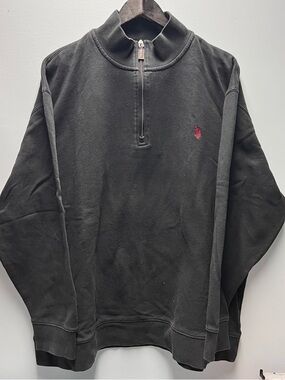 U.S. Polo Assn. Black Half-Zip Sweater with Red Polo Logo